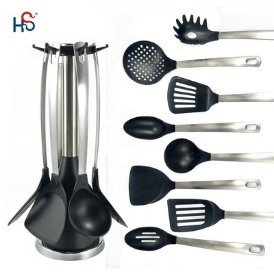 Nichtklebende 7PCS Nylon-Küchenutensilien mit Edelstahlgriffe
