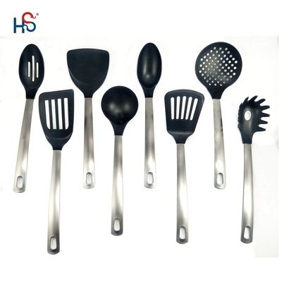 Nichtklebende 7PCS Nylon-Küchenutensilien mit Edelstahlgriffe