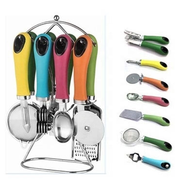 Home Küchenutensilien 8PCS Accessoires aus Edelstahl mit bunten Griffe
