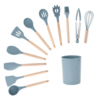 11 Stück Holzgriff Silicone Küchengeräte für das Kochen bei 210 Grad hoher Temperatur