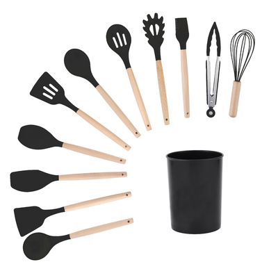 11 Stück Holzgriff Silicone Küchengeräte für das Kochen bei 210 Grad hoher Temperatur