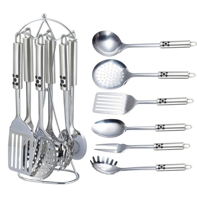 7 Stück Nachhaltiges Geschirr Edelstahl Metall Silicone Küchenwerkzeug und Geschirr Set