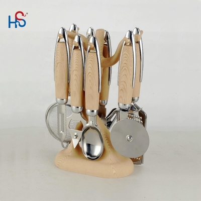 Home Küche ABS Griff Edelstahl 430 Holzgut Set Küchenwaren Gadget Set