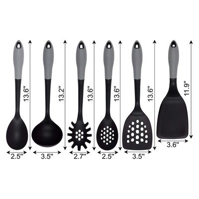 Farbenfrohe 6-teiliges Nylon-Bäckgerät Set Holzgriffe und Nicht-Stick für das Kochen