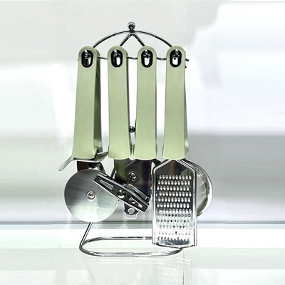Home Küche TPR Griff Edelstahl Utensilien Set mit Halter und andere Kochwerkzeuge