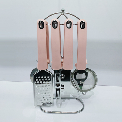 Home Küche TPR Griff Edelstahl Utensilien Set mit Halter und andere Kochwerkzeuge
