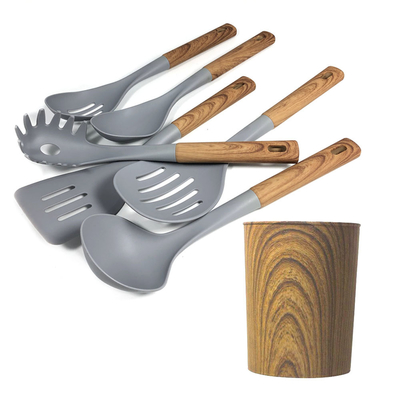Seidendruck oder ausgeschmiertes Logo Luxuriöser Holzgriff Grauer Küchengerät Set