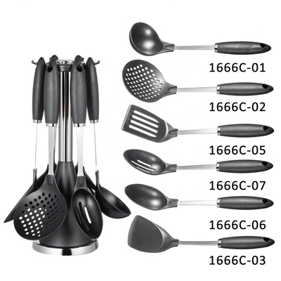 Kunststoff-Kochgeräte Set nachhaltig angepasste Farbe Spatula Turner Masher Spaghetti