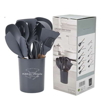 12 PCS Silicone Küchengeräte mit Plastikhalter