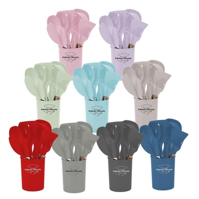 12 PCS Silicone Küchengeräte mit Plastikhalter