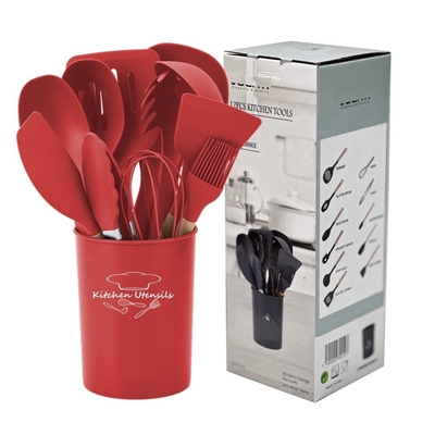 12PCS Kleberfreies Silikon-Küchenutensilien mit Kunststoffhalter