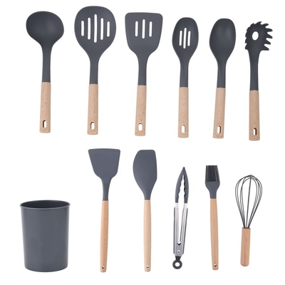 12PCS Kleberfreies Silikon-Küchenutensilien mit Kunststoffhalter