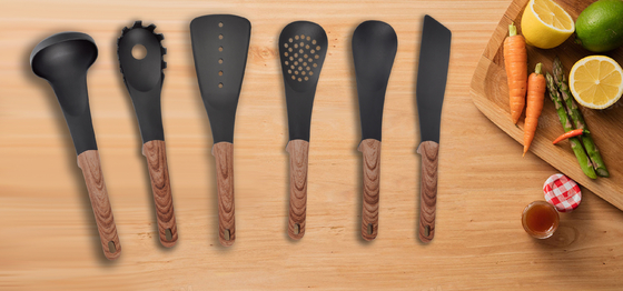 Elevate 6-teiliges nicht klebendes Küchengerät Set Holzgriff und hitzebeständiges Design