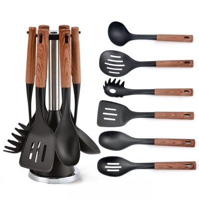 2024 Bestseller Holzgriff Silicone Kochgeschirr Set mit Nylon66 Material
