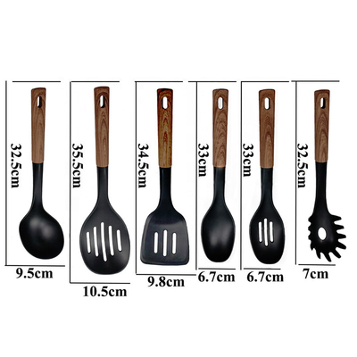 2024 Bestseller Holzgriff Silicone Kochgeschirr Set mit Nylon66 Material
