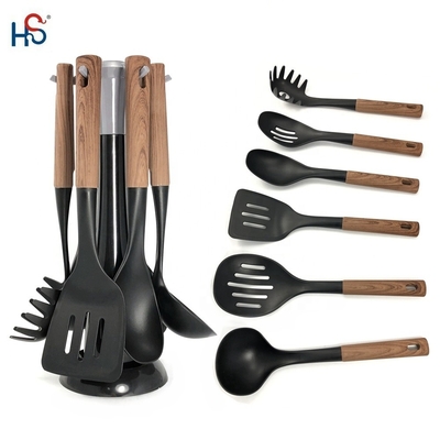 2024 Bestseller Holzgriff Silicone Kochgeschirr Set mit Nylon66 Material