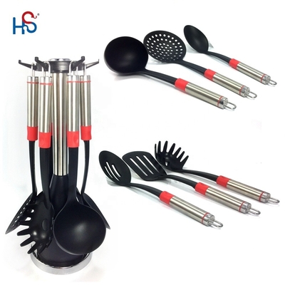 Logo gedruckte Küchengeräte Set 7 Stück Hitzebeständige Utensilien für vielseitiges Kochen