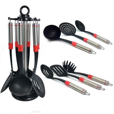Logo gedruckte Küchengeräte Set 7 Stück Hitzebeständige Utensilien für vielseitiges Kochen