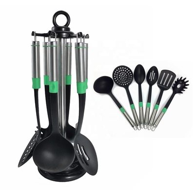 Logo gedruckte Küchengeräte Set 7 Stück Hitzebeständige Utensilien für vielseitiges Kochen